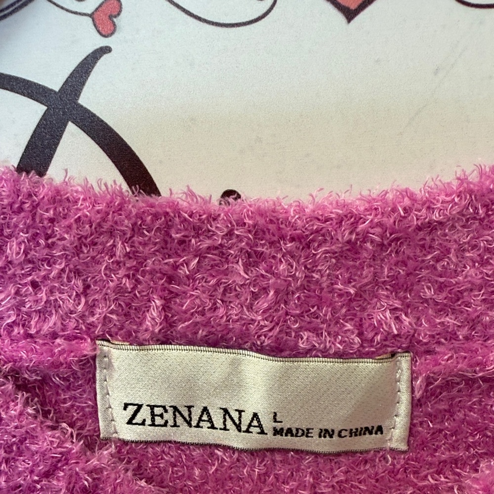 Zenana Vibrant Pink Brushed Soft Sweater – Cozy Blanket-Soft Knit, Chic - Picture 4 of 7